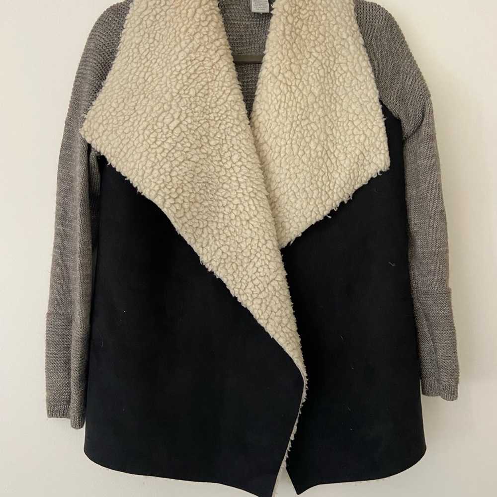 Design History faux suede and fleece sweater jacket